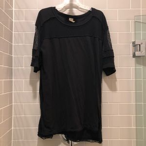 Oversized tee with distressed lace detail